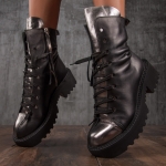 Toxic Leather Boots, Black Color