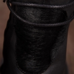 Glacier Leather Boots With Lace Trim, Black Color