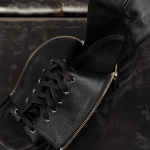 Pacific Peep Toe Lace-Up Boots, Black Color