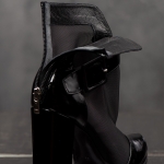 Neptune Peep-Toe Boots, Black Color