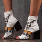 Media Peep-Toe Boots, White Color