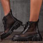 Ecstasy Boots With Netting, Black Color