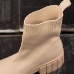 Arlene Sock Boots, Beige Color