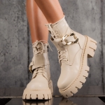 Element Leather Boots, Beige Color