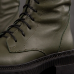 Las Vegas Leather Boots, Green Color