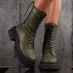 Las Vegas Leather Boots, Green Color