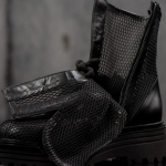 Almond Net Boots, Black Color