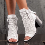 Joselyn Heeled Boots, White Color