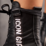 Bella Leather Boots, Black Color