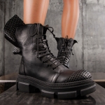 Alba Leather Boots, Black Color