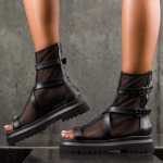 Gossip Peep-Toe Boots, Black Color