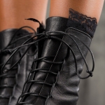 Piazza Boots With Lace Trim, Black Color