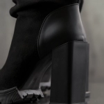Around Heeled Boots, Black Color
