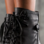 Step Up Heeled Boots, Black Color