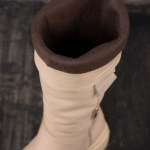 Josie Leather Boots, Beige Color