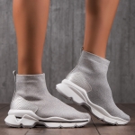 Hypnotic Sock Sneakers, Silver Color