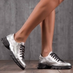 Royalty Leather Sneakers, Silver Color