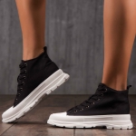 Mood Lace-Up Sneakers, Black Color