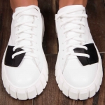 Battle Leather Sneakers, White Color