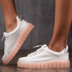 Hard Candy Leather Sneakers, White Color