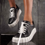 Metaphore Leather Sneakers, Black Color