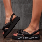 Let a Dream Fly Leather Sandals, Black Color