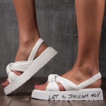 Let a Dream Fly Leather Sandals, White Color