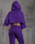 Visual Cropped Hoodie, Purple Color