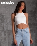 Ice Cream Ribbed Crop Top, White Color