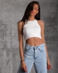 Ice Cream Ribbed Crop Top, Black Color