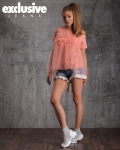 Volantes Top With Tulle Detail, Pink Color