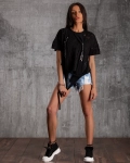 Status Distressed Top, Black Color