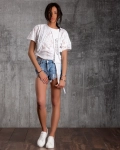 Status Distressed Top, Black Color