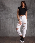 Foxfire Distressed Jeans, White Color