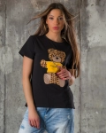 Alaia T-Shirt with Rhinestones, Black Color