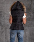 Feel Vest With Fur Trim, Black Color