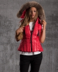 Feel Vest With Fur Trim, Red Color