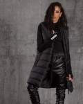 Sublime Long Vest With Backpack Accent, Black Color