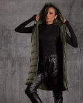 Sublime Long Vest With Backpack Accent, Green Color