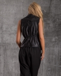 Leona Faux Leather Vest, Black Color