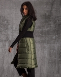 Fiction Long Vest With Back Accent, Green Color