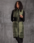 Fiction Long Vest With Back Accent, Green Color