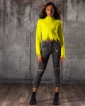 Addison Distressed Sweater, Green Color