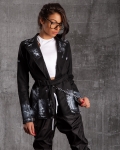 Legend Belted Blazer With Painted Effect, Black Color