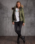 Winter Jacket With Real Fur, Green Color