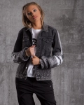 Chaos Denim Jacket With Sweater Sleeves, Black Color