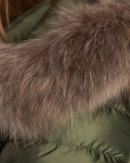 Novel Jacket With Real Fur Trim, Green Color