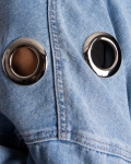 Printemps Denim Jacket With Eyelets, Blue Color