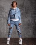 On Demand Jeans With Eyelets, Blue Color