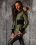 Seattle Jacket With Real Fur Trim, Green Color